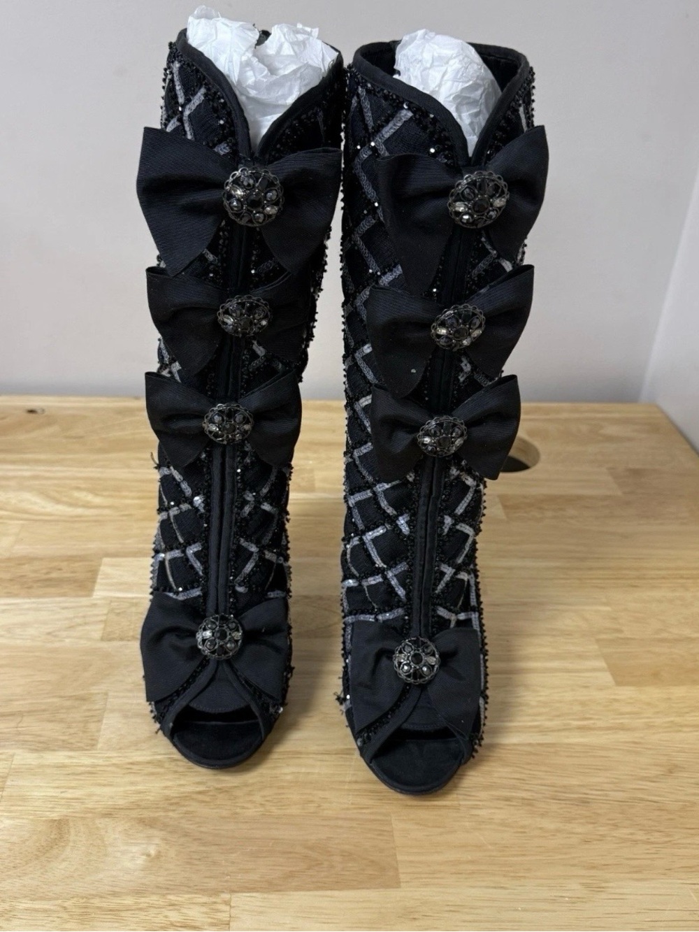 RARE CHANEL SAMPLE High Heels Side Zip Black Sz 38